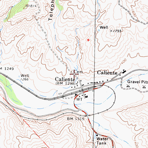 Topographic Map of Telephone Canyon, CA