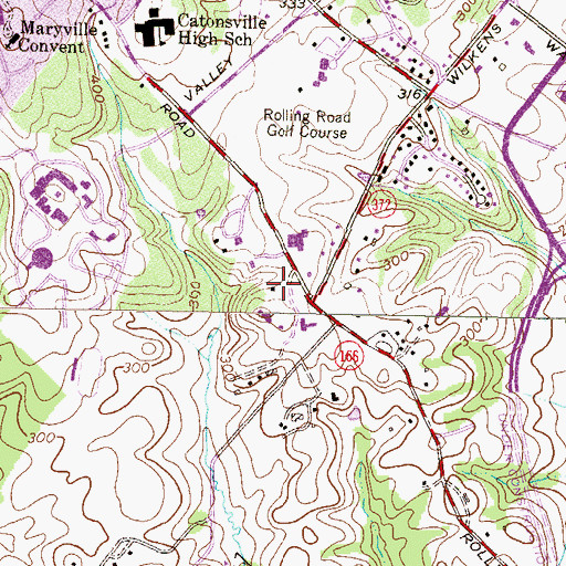 Topographic Map of Brightview of Catonsville Assisted Living Center, MD