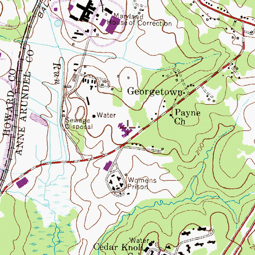 Topographic Map of Brockbridge Correctional Facility, MD