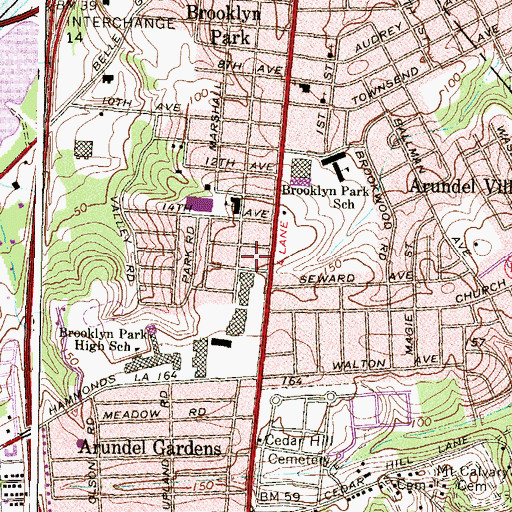 Topographic Map of Brooklyn Curtis Bay Post Office, MD