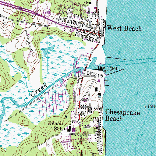 Topographic Map of Calvert County Public Library - Twin Beaches Branch, MD