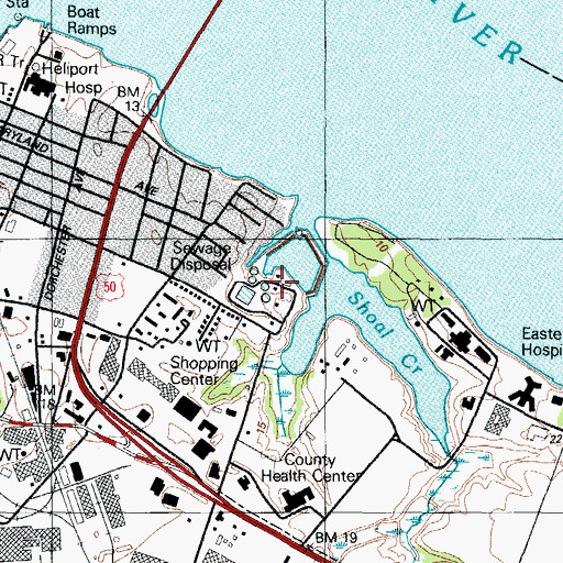 Topographic Map of Cambridge Wastewater Treatment Plant, MD