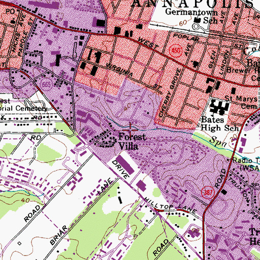 Topographic Map of Capitol Church of Christ, MD