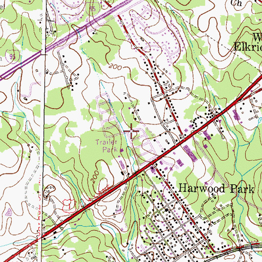 Topographic Map of Capitol Mobile Park, MD