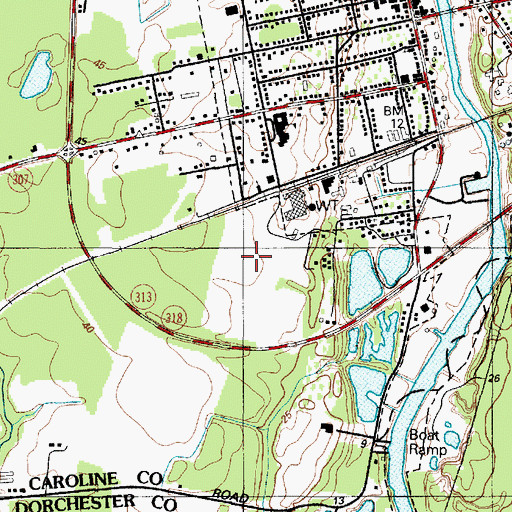 Topographic Map of Caroline Industrial Park, MD