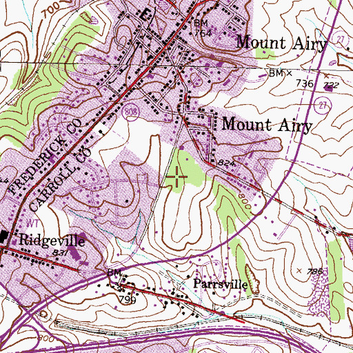 Topographic Map of Carroll County Public Library - Mount Airy Branch, MD