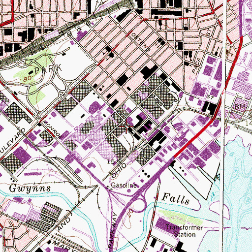 Topographic Map of Carroll - Camden Industrial Park, MD
