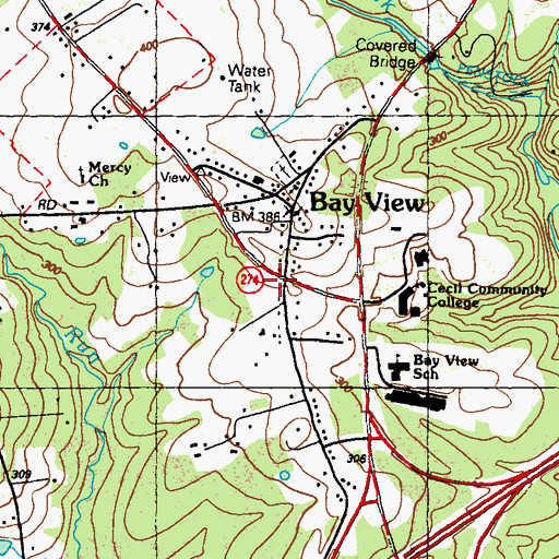 Topographic Map of Cecil Upper Room Gospel Tabernacle Church, MD