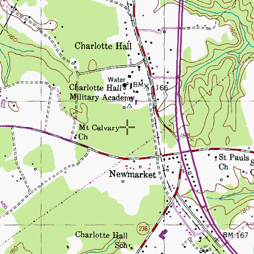 Topographic Map of Charlotte Hall Water Treatment Plant, MD