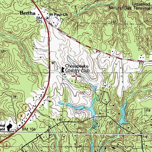 Topographic Map of Cheasapeake Hills Golf Club, MD
