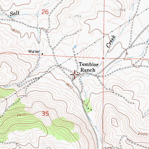 Topographic Map of Temblor Ranch, CA