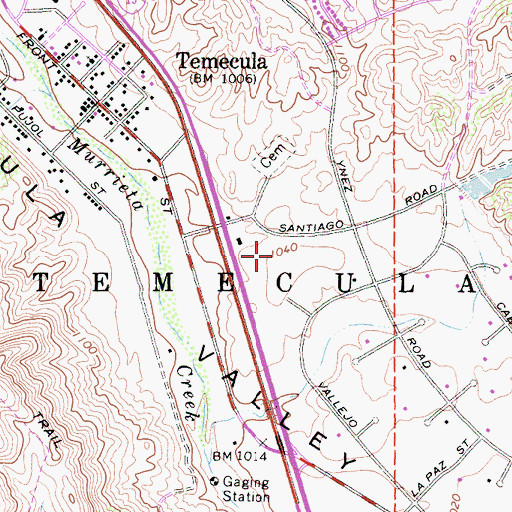 Topographic Map of Temecula, CA
