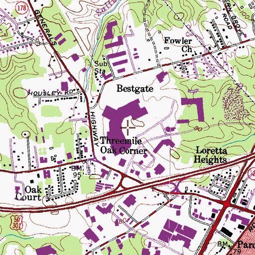 Topographic Map of Church at the Mall, MD