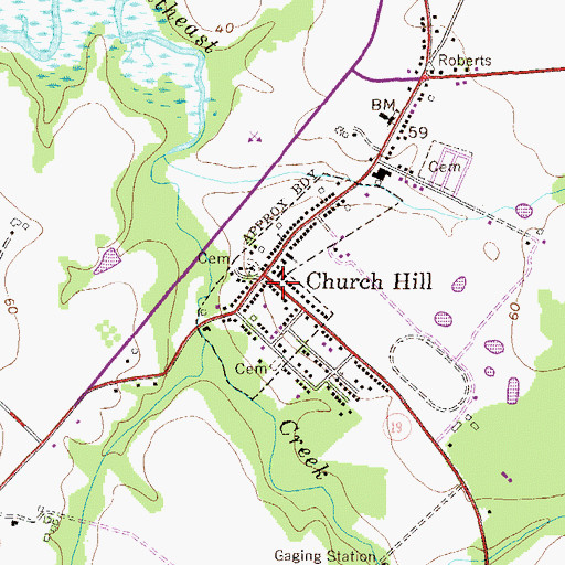 Topographic Map of Church Hill Town Hall, MD