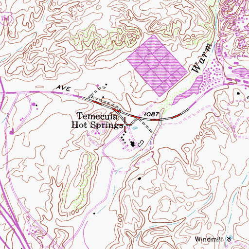 Topographic Map of Temecula Hot Springs, CA