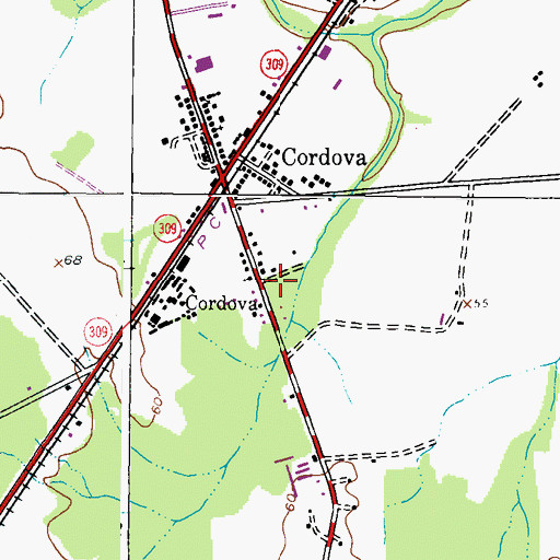 Topographic Map of Cordova Baptist Church, MD