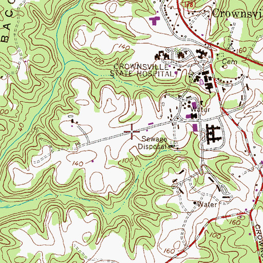 Topographic Map of Crownsville Water Treatment Plant, MD