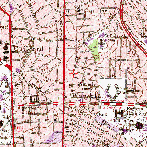 Topographic Map of Deliverance Church of God, MD