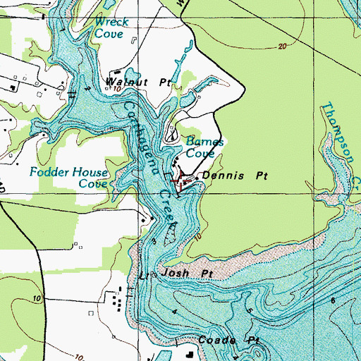 Topographic Map of Dennis Point Marina, MD