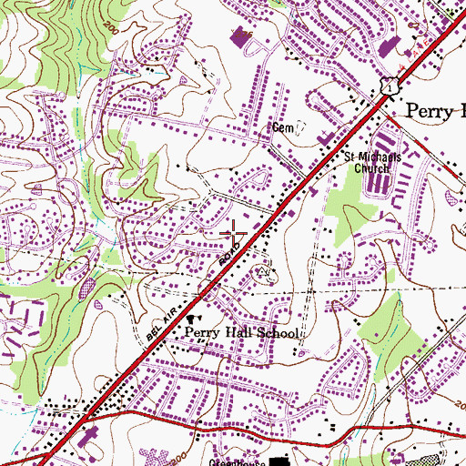 Topographic Map of East Baltimore Church of Christ, MD