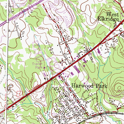 Topographic Map of Elkridge Mobile Home Park, MD