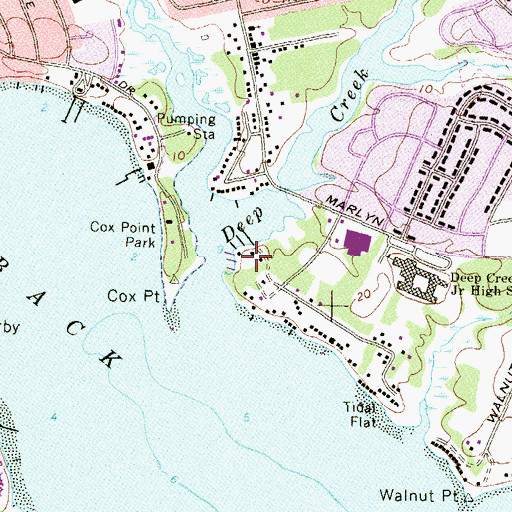 Topographic Map of Essex Yacht Harbor Marina, MD