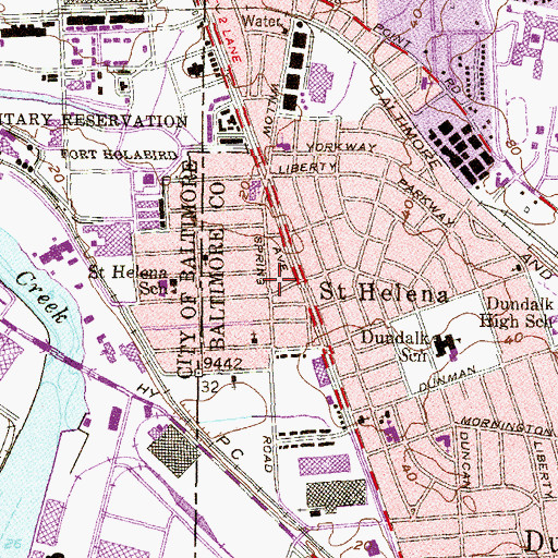 Topographic Map of First Baptist Church of Dundalk, MD
