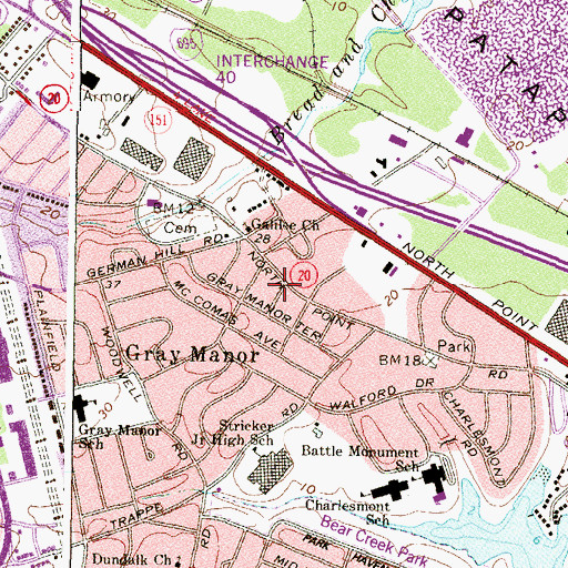 Topographic Map of First Baptist Church of Gray Manor, MD
