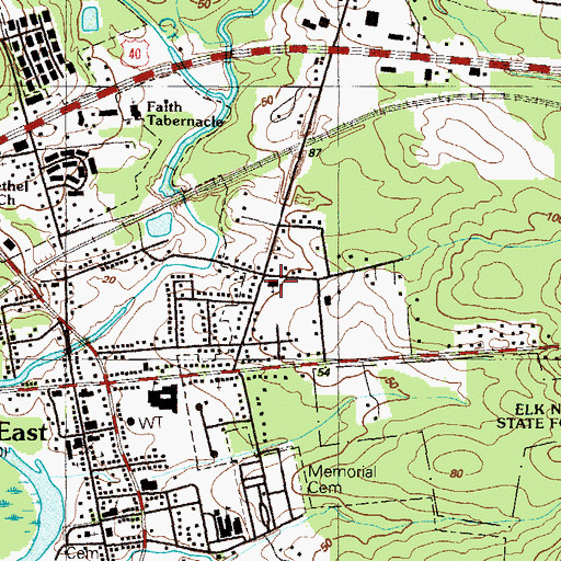 Topographic Map of First Baptist Church of North East, MD