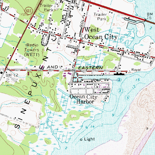 Topographic Map of Fishermans Marina, MD
