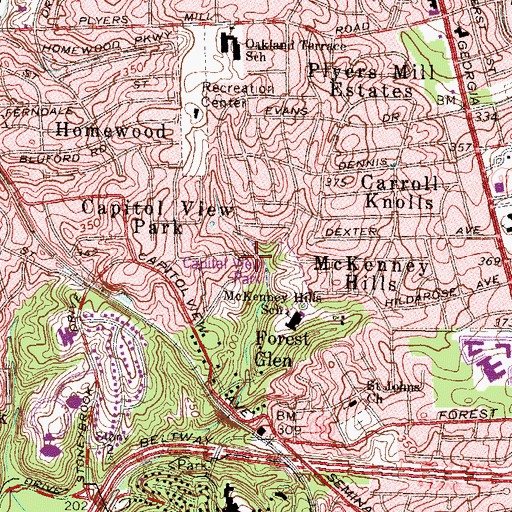 Topographic Map of Forest Glenn Skilled Nursing and Rehabilitation Center, MD