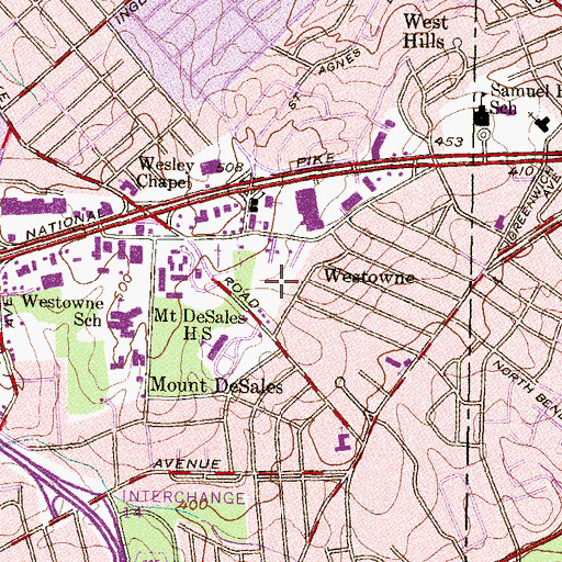 Topographic Map of Frederick Villa Nursing Center, MD