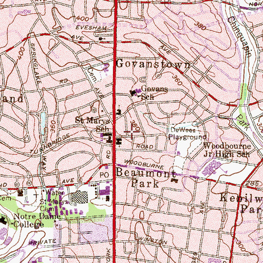 Topographic Map of Gethsemane Bible Baptist Church, MD