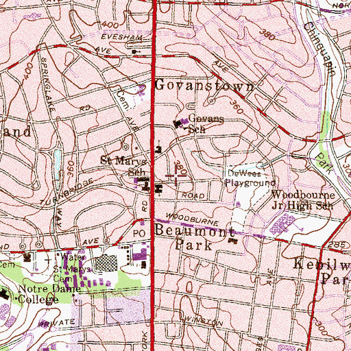 Topographic Map of Gethsemane Bible Baptist Church, MD