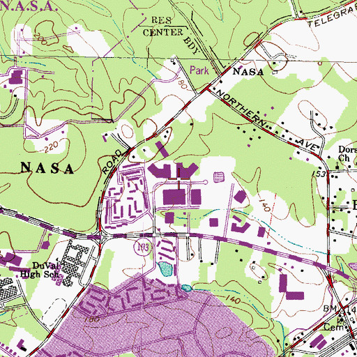 Topographic Map of Glenn Dale Business Campus, MD