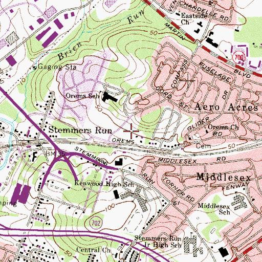 Topographic Map of Glenwood Trailer Park, MD