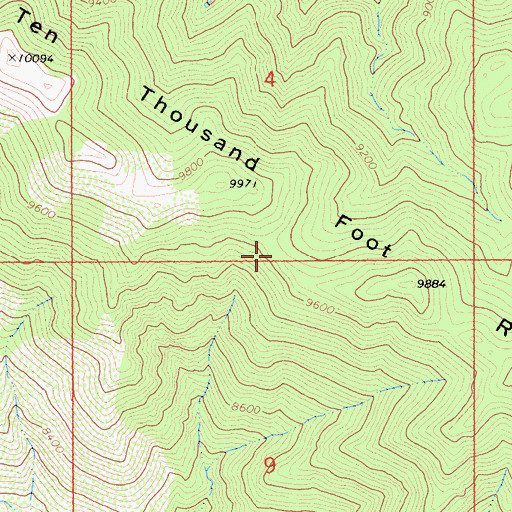 Topographic Map of Ten Thousand Foot Ridge, CA