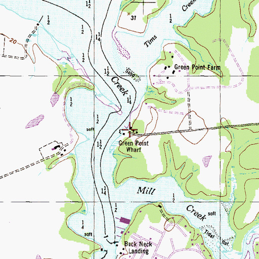 Topographic Map of Green Point Marina, MD