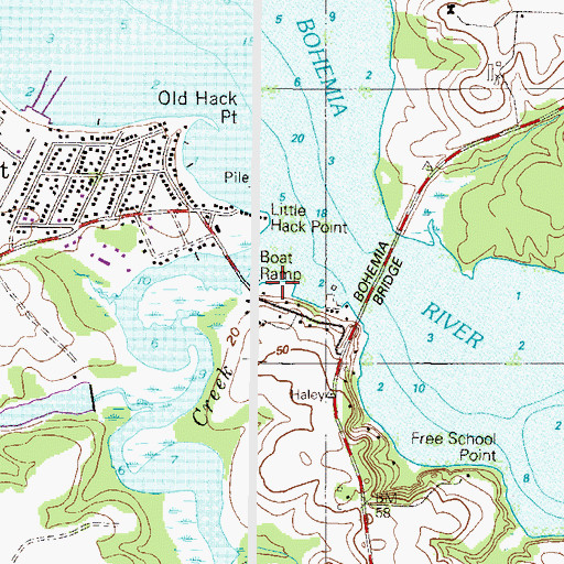 Topographic Map of Hackspoint Boatyard and Marina, MD