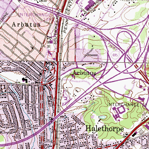 Topographic Map of Halethorpe Post Office, MD