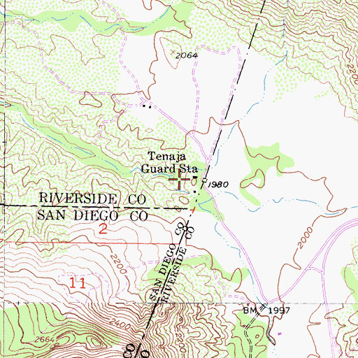 Topographic Map of Tenaja Guard Station, CA