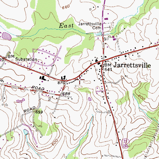 Topographic Map of Harford County Public Library - Jarrettsville Branch, MD
