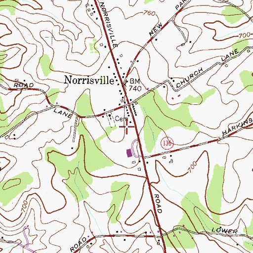 Topographic Map of Harford County Public Library - Norrisville Branch, MD