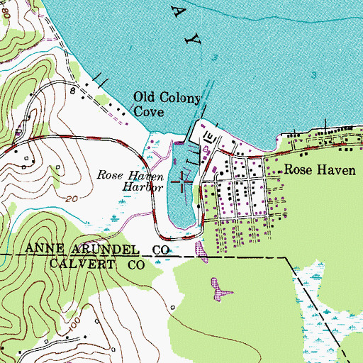 Topographic Map of Herrington Harbour Marina, MD