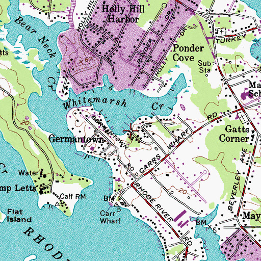 Topographic Map of Holiday Hill Marina, MD