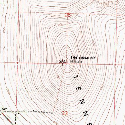 Topographic Map of Tennessee Knob, CA