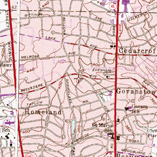 Topographic Map of Homewood Center Nursing Home, MD