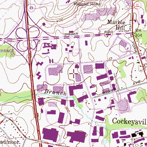 Topographic Map of Hunt Valley Business Community, MD