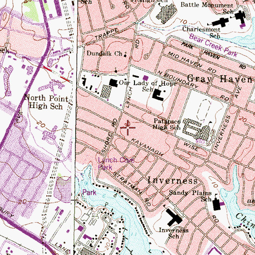 Topographic Map of Inverness Presbyterian Church, MD