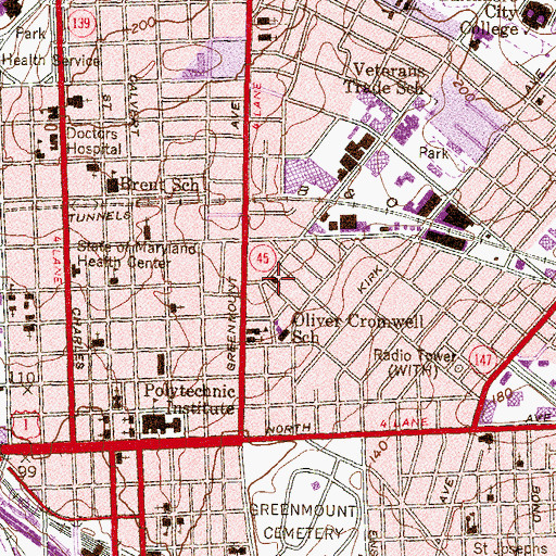 Topographic Map of Jerusalem Baptist Church, MD